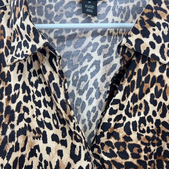 Lane Bryant button up leopard print top 28 cotton plus casual office work - Picture 4 of 8